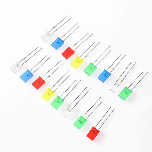 100Pcs 2x5x7 mm Diffused Len Square LED Kits, Diffused Square Led Diode, Blue-Blue Diffused Led Diode Len Lights
