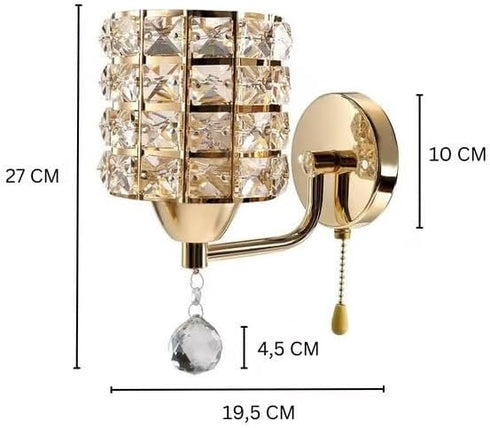 TEEM Set 2, E26 -Bulbs Modern Luxury Gold Crystal Wall Sconces of Hardwired Lights Standard Socket Decorative Light