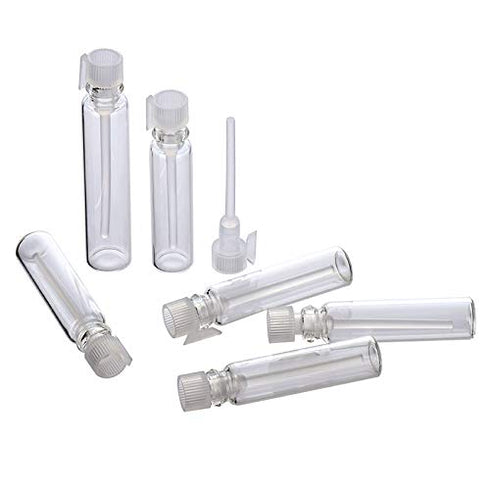 120Pcs 1Ml Mini Cute Empty Glass Perfume Vials – Essential Oils Sample Vials with White Plastic Rod Caps