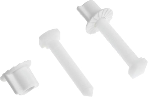 WNHNO 2Pcs White Plastic Toilet Seat Screws and Nuts with Washers, Universal Hinges Toilet lid Fastener Parts Kit