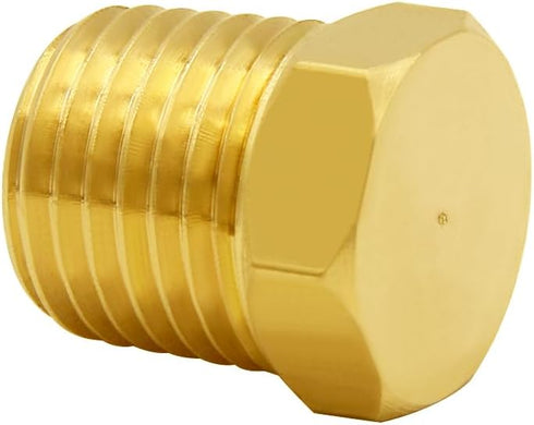 Joywayus 1/4" NPT Male Pipe Plug - Outer Hex Thread Socket Plug Brass Fitting (Pack of 5)