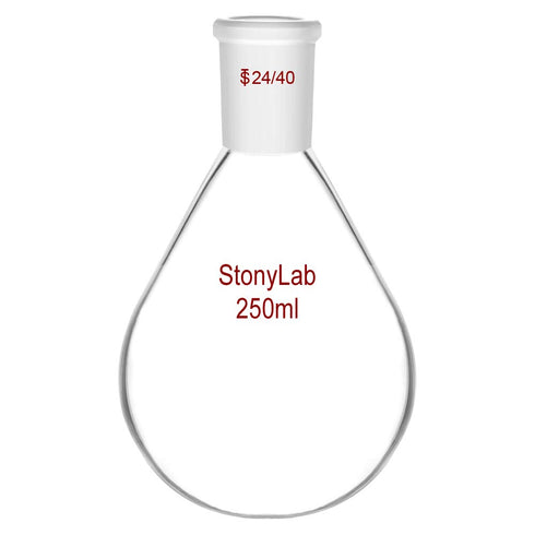 StonyLab Borosilicate Glass 250mL Heavy Wall Recovery Flask, Rotary Evaporator Flask