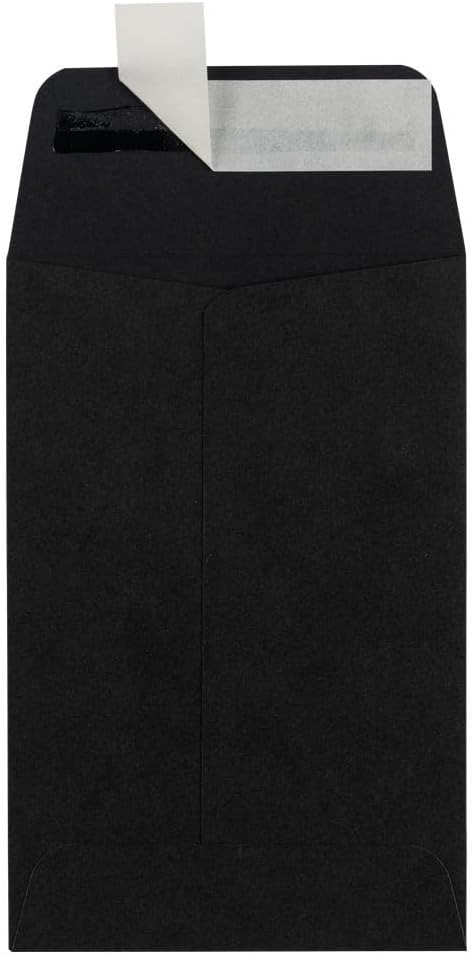 LUXPaper #4 Coin Envelopes, 3'' x 4 1/2'', Midnight Black, 80lb. Text, 50 Qty