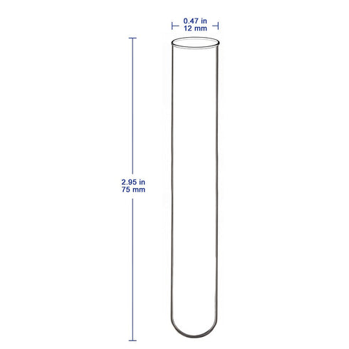 200 Pack Borosilicate Glass Round Bottom Test Tubes, 12 mm OD x 75 mm Length