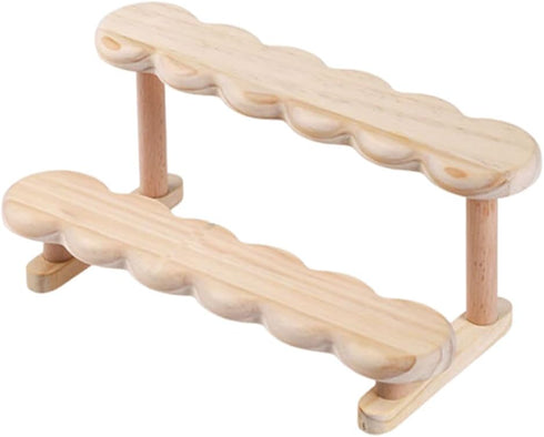 OULIGET Double Deck Wooden Display Riser Stand, Minifigures Doll Model Organizer Stand,Small