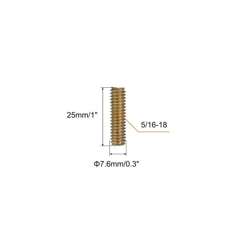 uxcell 10pcs Fully Threaded Rods 5/16x1 Carbon Steel for Furniture Garden Railing Mounting Assembly