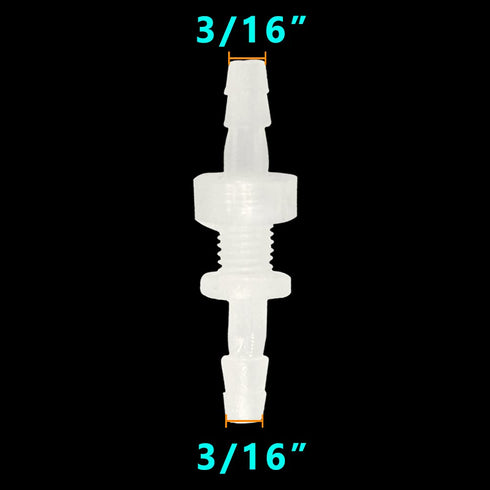 Feelers 3/16" Hose Barb Thru-Bulk Bulkhead Fitting Hex Barbed Fitting Plastic Adapter Union Mender Splicer with Gasket