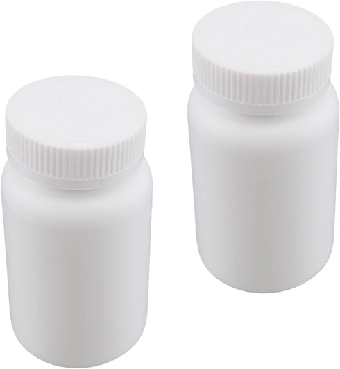 Othmro 2pcs PE Plastic Lab Chemical Reagent Bottles, 200ml/6.8oz Wide Mouth Round Sample Storage Container White