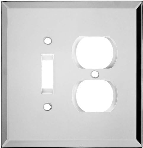 Plain Glass Mirror Outlet Wall Plate, 1 Toggle - 1 Duplex, 5.25" x 5.25" Professional Quality