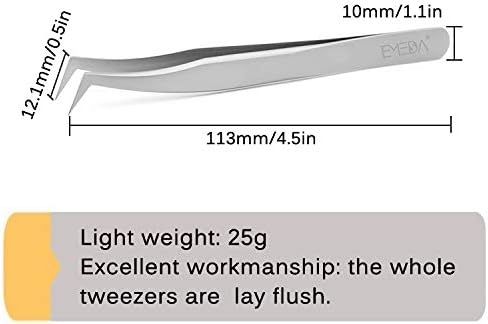 EMEDA Eyelash Extension Tweezers - Professional Precision Stainless Steel VETUS 6A-SA Mega Curved Tips for Individual
