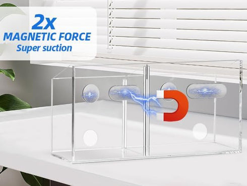 Large Magnetic Dry Erase Marker Holder, Magnetic Glass Whiteboard Holder with Movable Dividers, Strong Pencil Holder