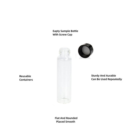 QOAEZK12ML Sample Vials, 3 Dram Clear Borosilicate Glass Storage Bottles, Pack of 100 with PE Liners