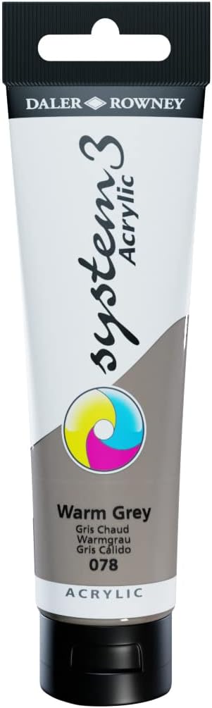 Daler Rowney System3 Acrylic Paint Tube, Warm Grey, 150ml - Artist Supplies for All Skill Sets