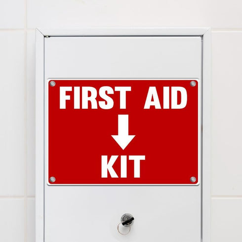 2 Pack First Aid Safety Sign - Clear Visible 7" x 10", Easy to Install, Durable Water Resistant for Indoor and Outdoor