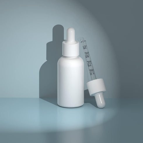 1oz White Coated Eye Glass Dropper Bottles (30ML) with White Cap and Pipettes, UV Safe for Essential Oils