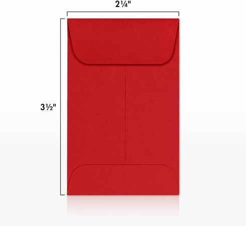 LUXPaper #1 Coin Envelopes | 2 1/4" x 3 1/2" | Ruby Red | 80lb. Text | 500 Qty