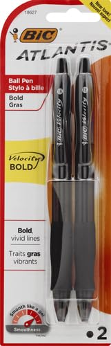 Bic Atlantis Velocity Bold Ball Pen, Black 2 ea (Pack of 2)