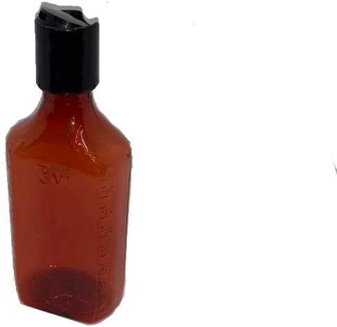 Oval Pharmacy Plastic Bottles - 6 oz Squeezable Amber Liquid Medicine Bottle, Pack of 5