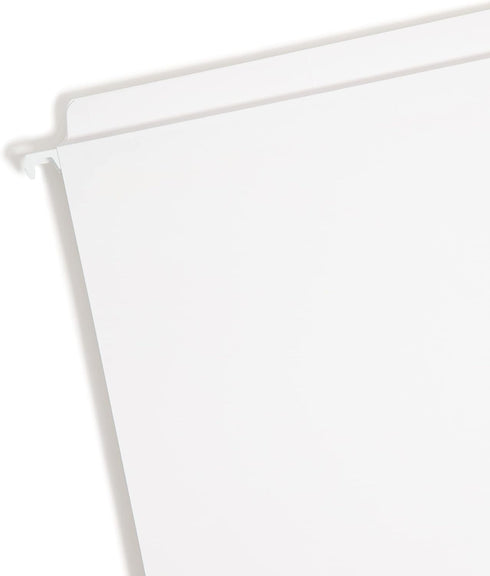 Smead FasTab Hanging File Folder, Straight-Cut Built-in Tab, Letter Size, White, 20 per Box (64102)