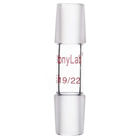 stonylab Glass 19/22 Straight Laboratory Adapter, Borosilicate Glass, 30mm Between Two 19/22 Ground Joints