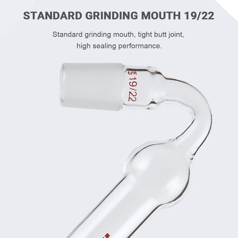 Glass Drying Tube Adapter, 75 Degree Bent Lab Drying Tubes with 19/22 Standard Taper Joint