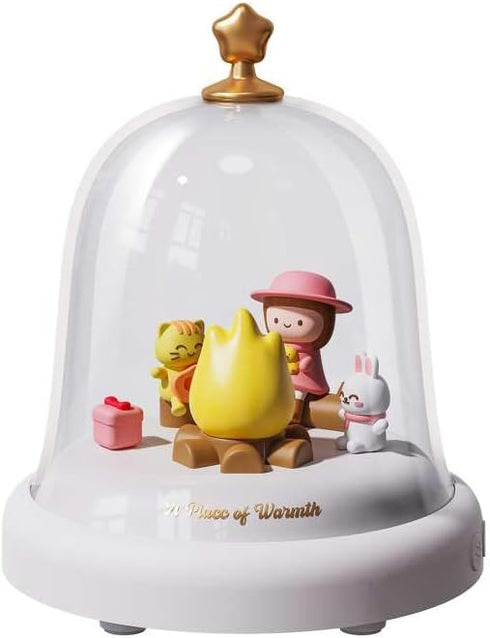 kvppvt Cute Flame Ambient Music Small Night Light with Music Box, Dimmable Warm