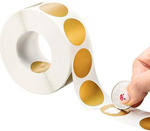 Leinuosen 1000 Pcs 1" Round Scratch Off Stickers Roll, Gold Scratchoff Labels for DIY Projects