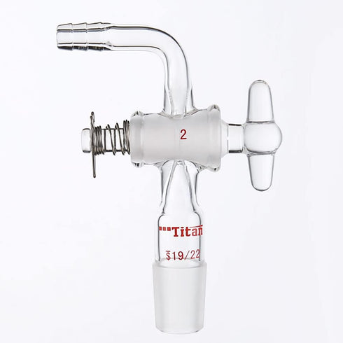 Glass Bent Inlet Adapter with 19/22 Male Glass Joint and 2mm Hose Connection Lab Glassware