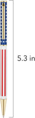 Unibene Slim Metal Retractable Ballpoint Pens, Bulk of 6 Count, Gold American Flag Design for School and Office