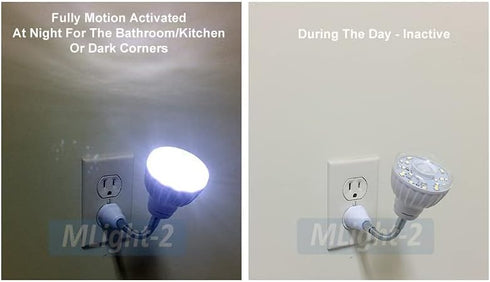 AllAboutAdapters Motion-Activated LED Night Light for AC Outlet Plug-in White