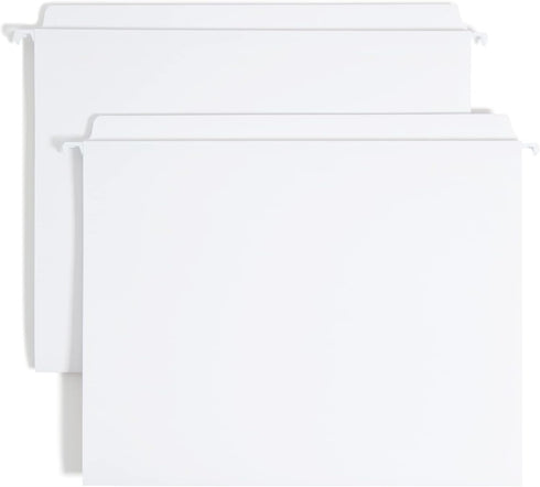 Smead FasTab Hanging File Folder, Straight-Cut Built-in Tab, Letter Size, White, 20 per Box (64102)