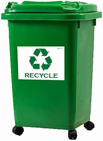 IGNIXIA Recycle Sign Decals Pack of 02 - Self Adhesive Recycling Stickers 10 x 7 Inches for Trash Can (Green & White)