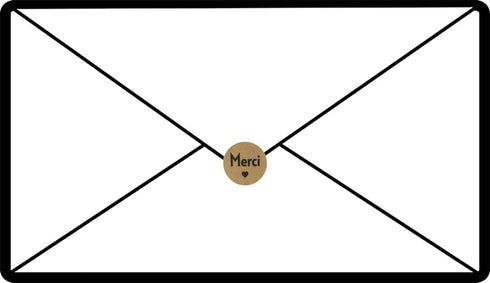 Merci French Thank You Natural Kraft Adhesive Stickers, 1 Inch Round Labels, 500 Labels