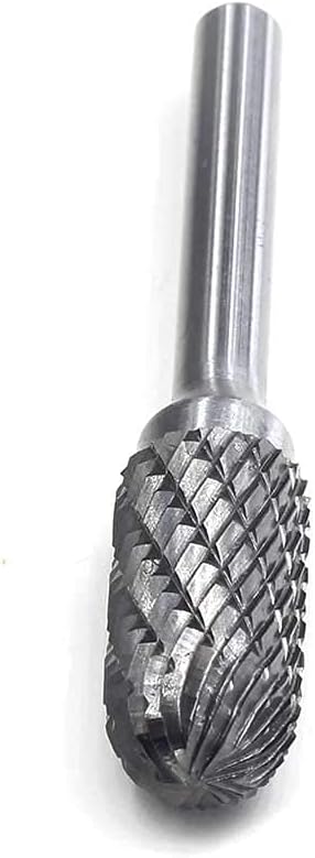 SC-5 Tungsten Carbide Burr, Cylinder Shape with Radius End, Double Cut Rotary Burr File (1/2" Cutter Dia X 1" Cutter