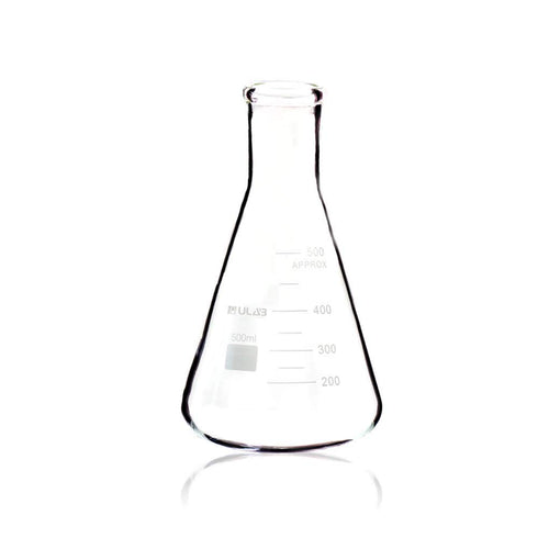 ULAB Scientific Narrow-Mouth Glass Erlenmeyer Flask Set, 17oz 500ml, 3.3 Borosilicate, Pack of 4
