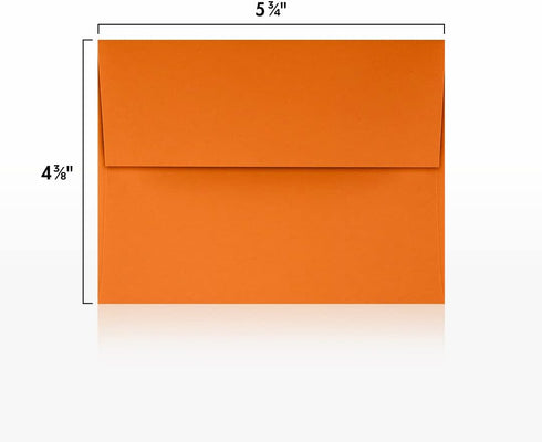 LUXPaper A2 Invitation Envelopes | 4 3/8" x 5 3/4" | Mandarin Orange | Peel & Press | 80lb. Text | 50 Qty