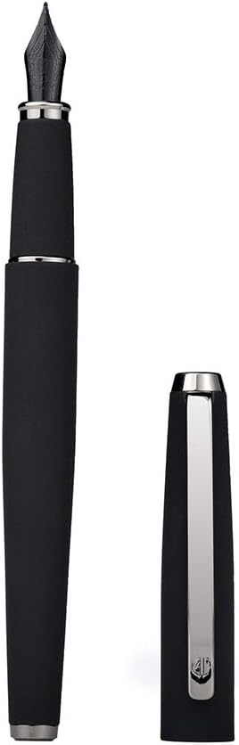 Hongdian 517D Matte Black Fountain Pen with Extra Fine Nib, Warrior Series, Classic Design with Converter and Metal Box