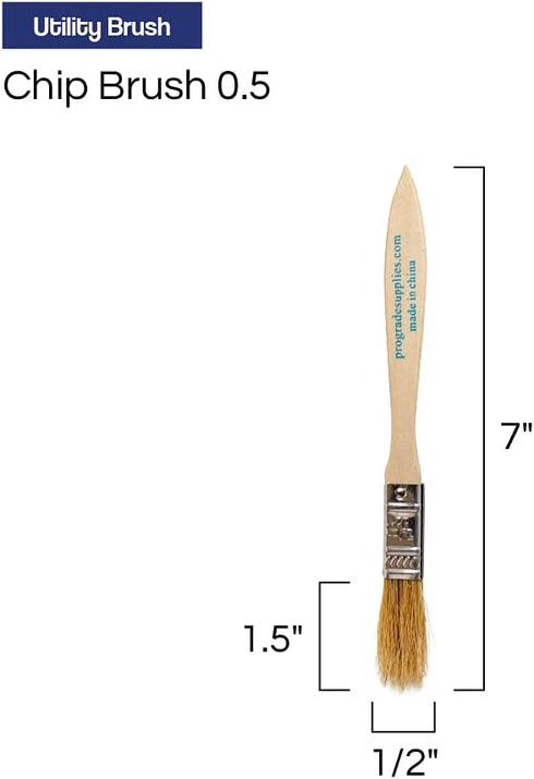 Pro Grade - Chip Paint Brushes - 24 Ea 1/2 Inch Chip Paint Brush Light Brown by Pro Grade