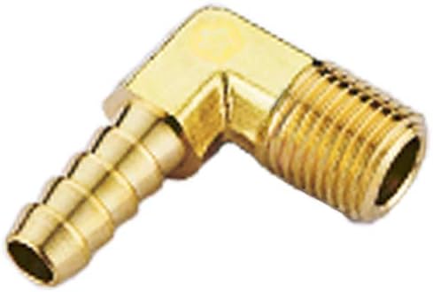 NIGO Industrial Co. 90 Degree Brass Barb Fitting, Hose Barb x NPT Male (1/4" NPT Male x 3/8" Hose Barb)