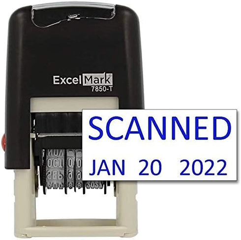 ExcelMark Scanned Date Stamp - Compact Size, Blue Ink