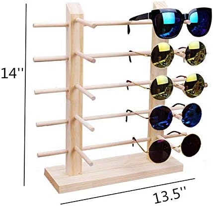 TANG SONG Solid Wood Glasses Display Holder, Double Row Sunglass Rack for 10 Pairs