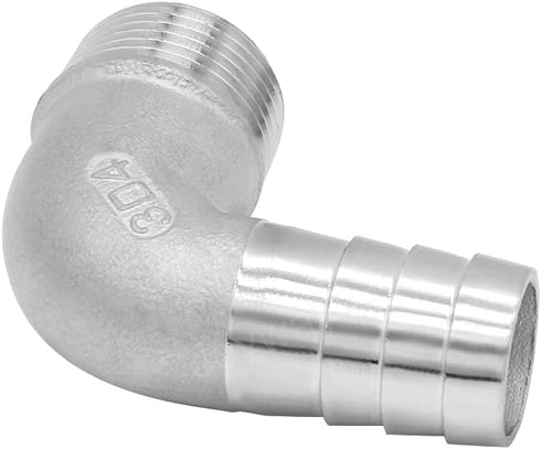 Joywayus 1" Hose Barb x 3/4" NPT Male Home Brew Pipe Fitting - Stainless Steel 90 Degree Elbow Adapter