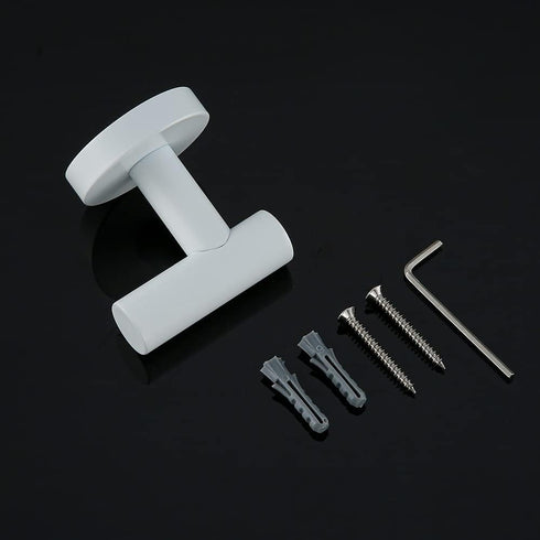White Towel Hooks, Coat Hook for Bath and Kitchen, SUS 304 Stainless Steel Wall Hook, 2 Count