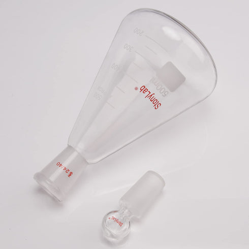 stonylab Glass 24/40 Erlenmeyer Flask with Stopper, 500 ml Borosilicate Glass Heavy Wall Flask with 24/40 Joint