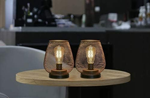 Set 2 JHY DESIGN of Metal Cage LED Lantern Battery Powered Cordless Accent Light with LED Great for Weddings Parties
