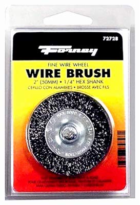 Forney 72728 Fine Crimped Wire Wheel Brush, 2-Inch-by-.008-Inch with 1/4-Inch Hex Shank