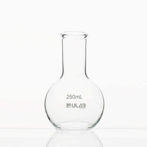 ULAB Boiling Flask of Flat Bottom Set, 2 Sizes 250ml 500ml, Borosilicate 3.3 Glass Material, UBF1007