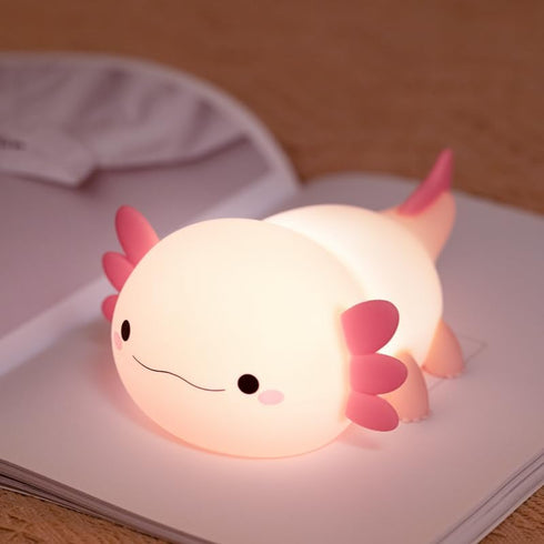 QANYI Axolotl Night Light, Cute Pink Silicone Axolotl Animal with Soft Touch