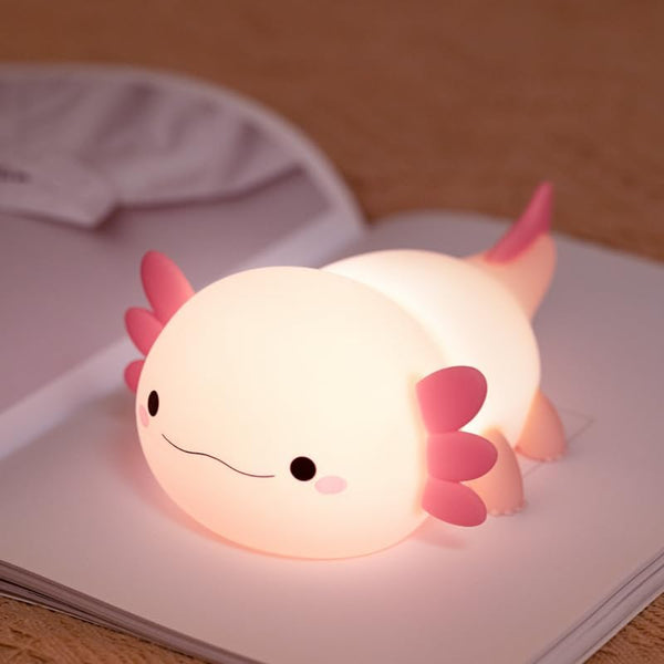 QANYI Axolotl Night Light, Cute Pink Silicone Axolotl Animal with Soft Touch