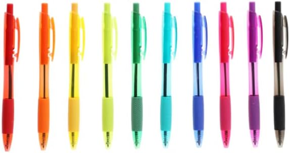 Greenbrier Inc. ClipClicks Colorful Ballpoint Pens, 10-ct. Assorted Ink - Great for School, Office or Home, Journaling